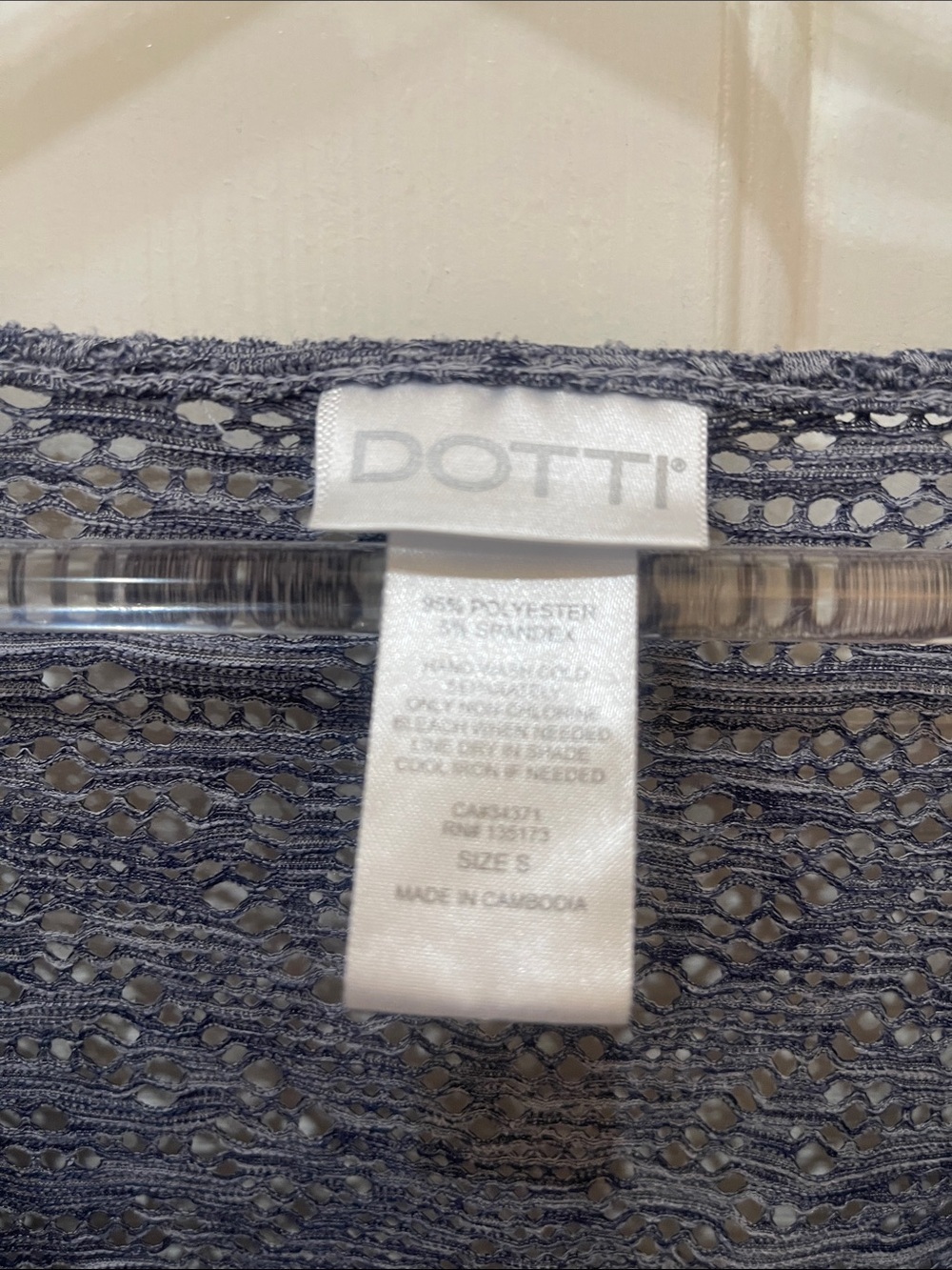 DOTTI- Crochet Tie-Front Cover-Up in Slate Blue S:S - Picture 3 of 4